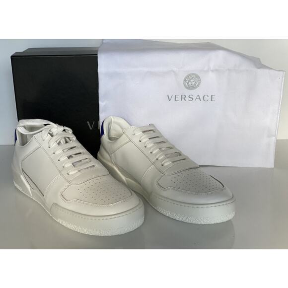 NIB $495 Versace Men\'s White Leather Sneakers 10 US (43 Euro) Italy DSU7843 main image 11